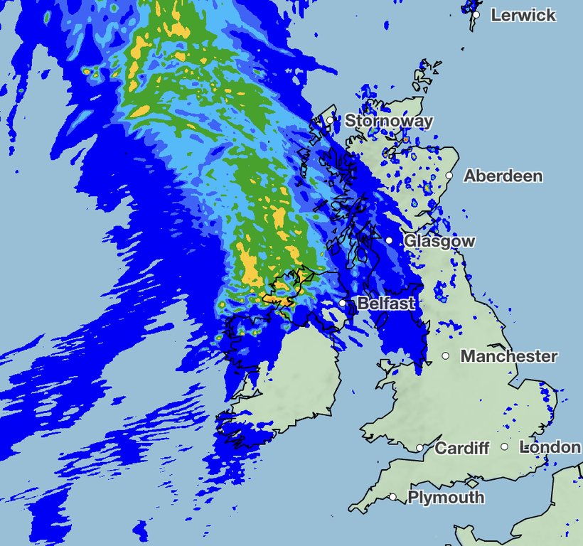 Live Met Office UK rainfall radar